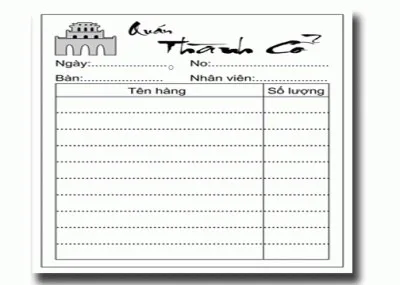 In phiếu order nhà hàng
